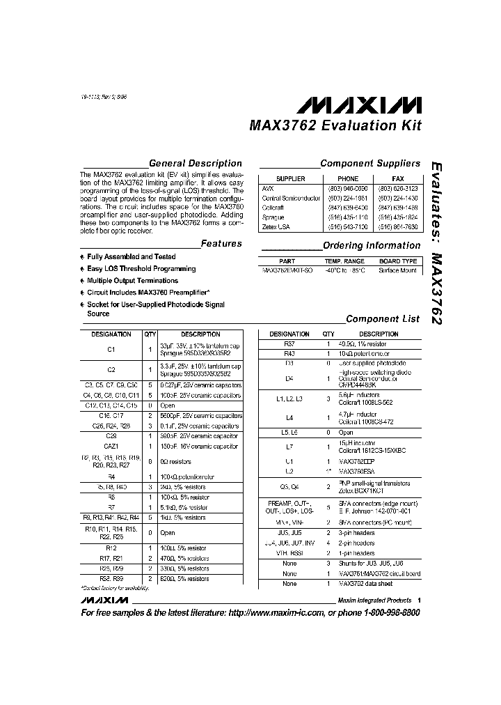 MAX3762EVKIT_990338.PDF Datasheet