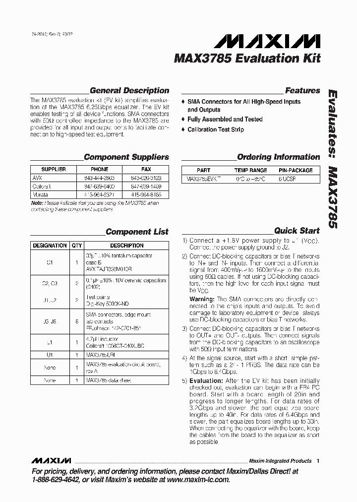 MAX3785EVKIT_990344.PDF Datasheet