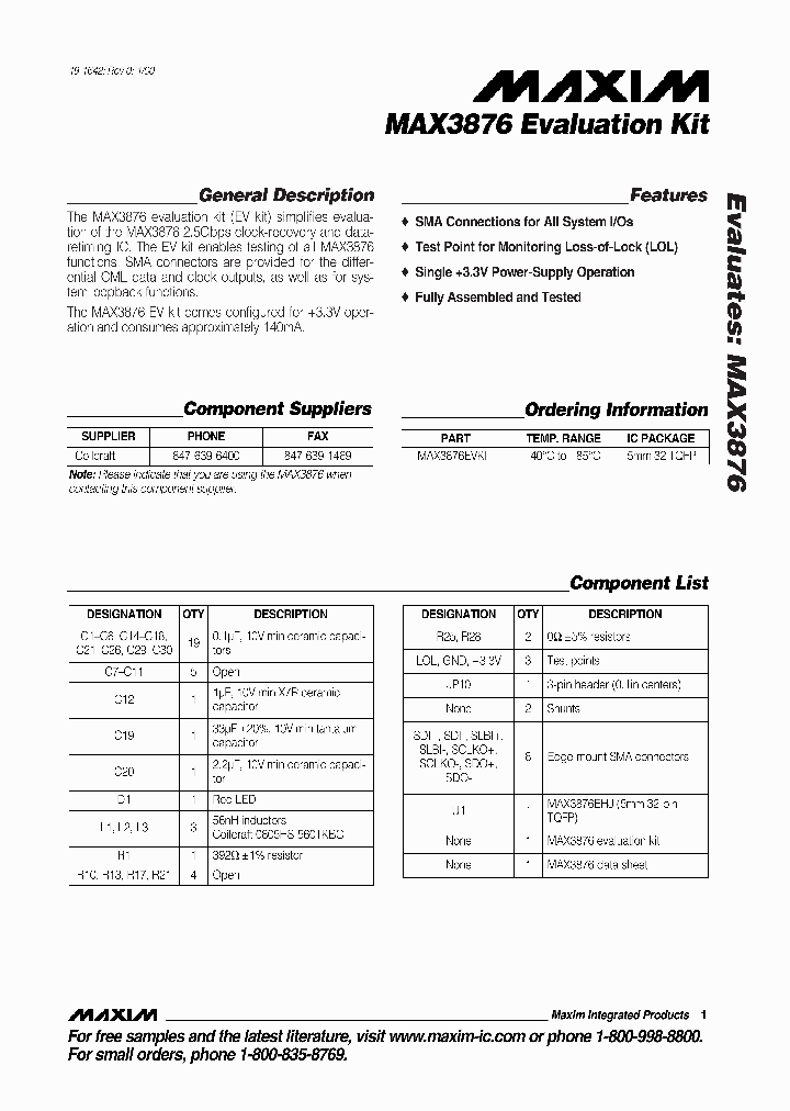 MAX3876EVKIT_990373.PDF Datasheet
