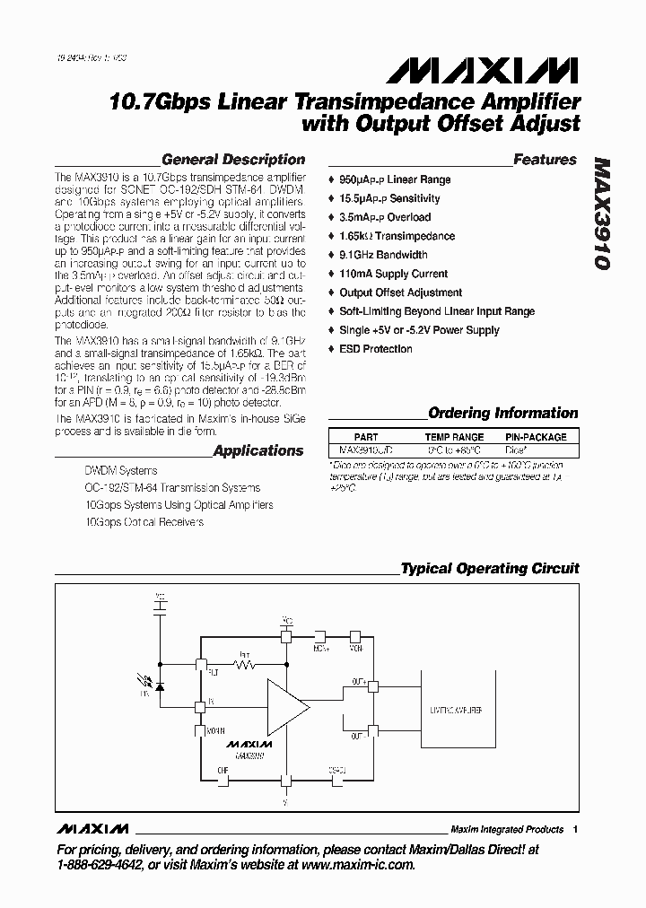 MAX3910_990386.PDF Datasheet