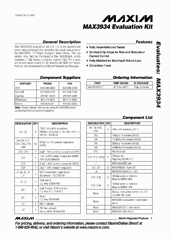 MAX3934EVKIT_990390.PDF Datasheet