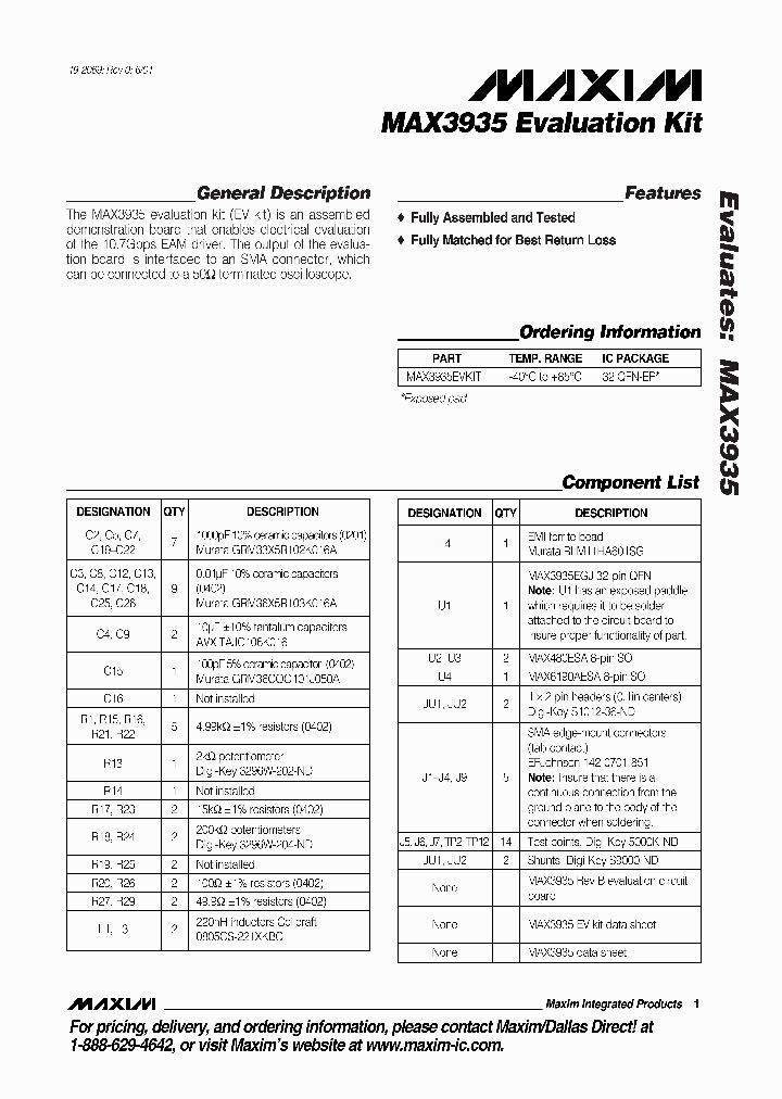 MAX3935EVKIT_990392.PDF Datasheet