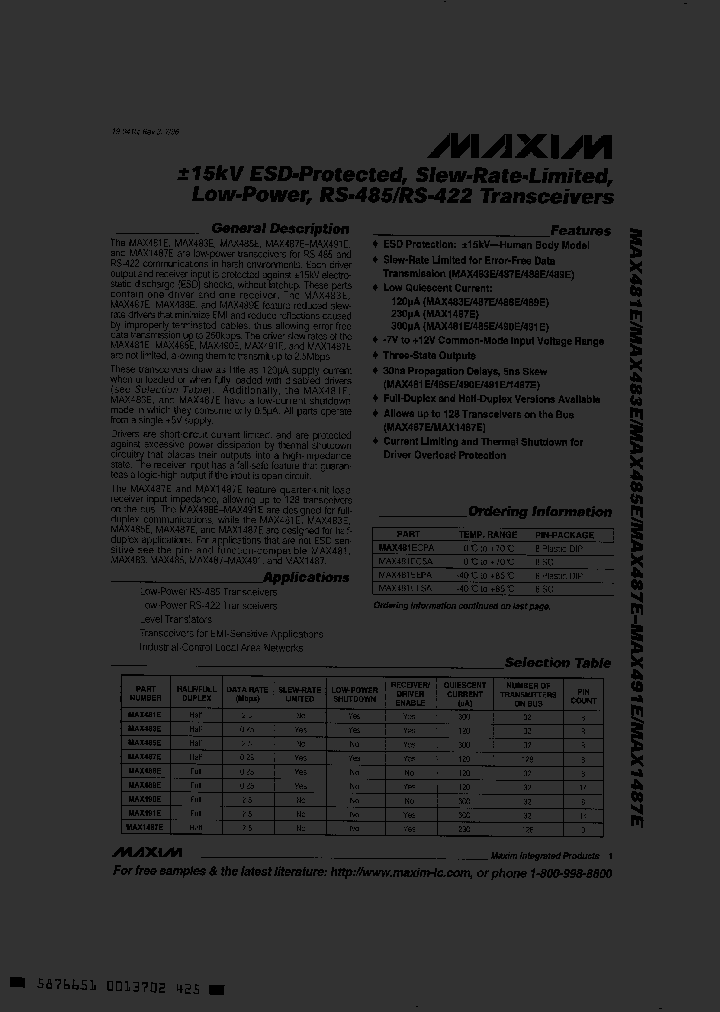 MAX491ECPD_990447.PDF Datasheet