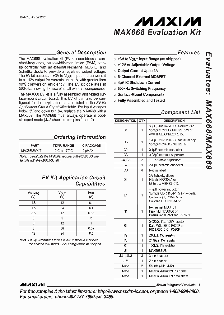 MAX668EVKIT_990552.PDF Datasheet