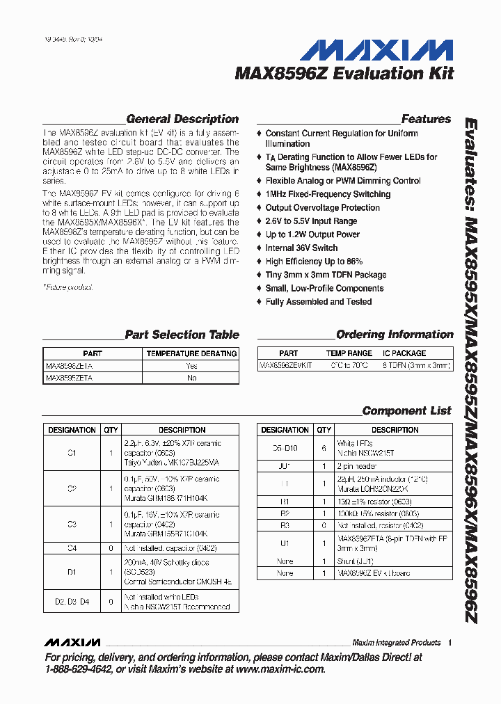 MAX8596ZEVKIT_990629.PDF Datasheet