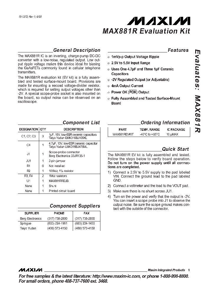 MAX881REVKIT_990649.PDF Datasheet