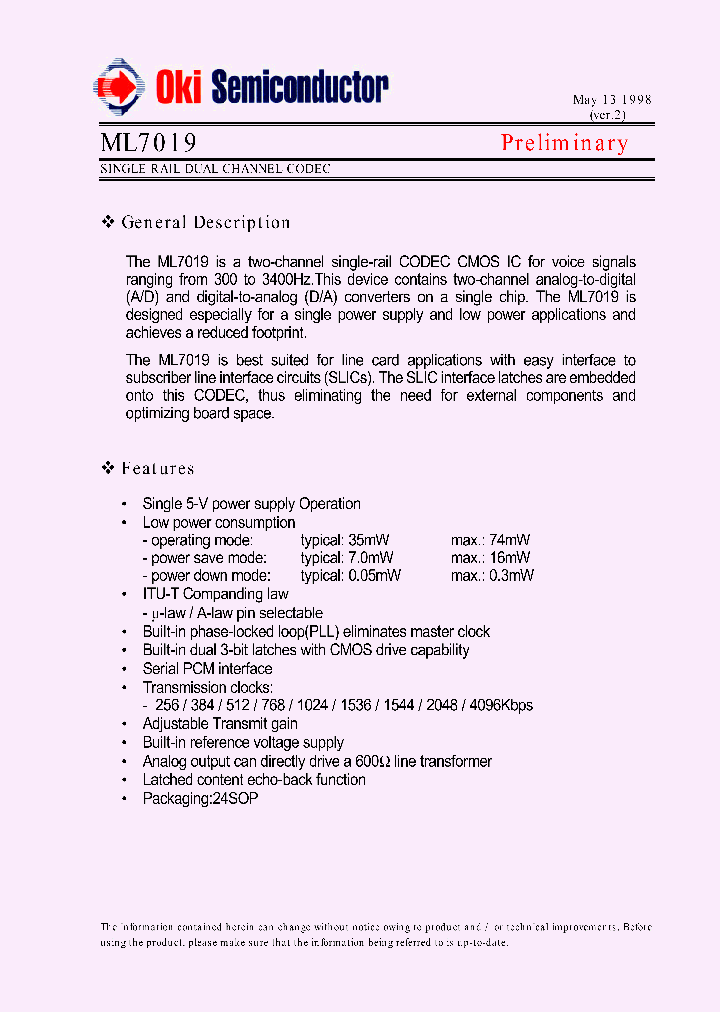 ML7019_991490.PDF Datasheet