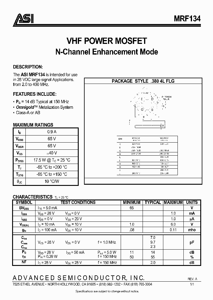 MRF134_991942.PDF Datasheet