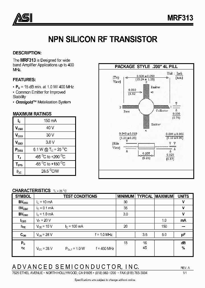 MRF313_991960.PDF Datasheet