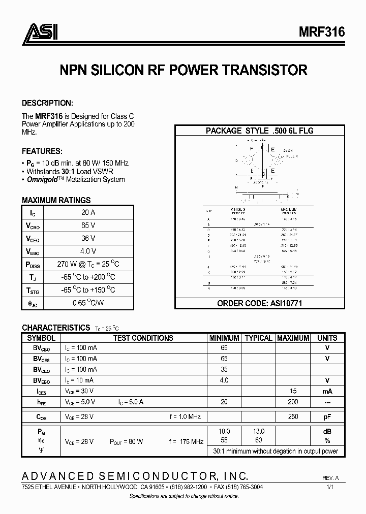 MRF316_991965.PDF Datasheet
