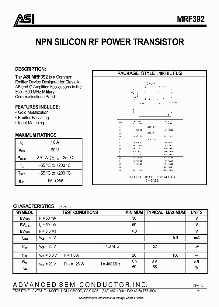 MRF392_991975.PDF Datasheet