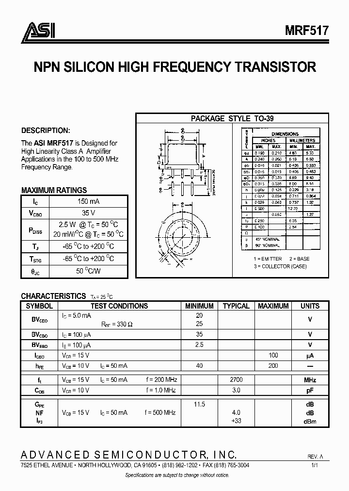 MRF517_991987.PDF Datasheet