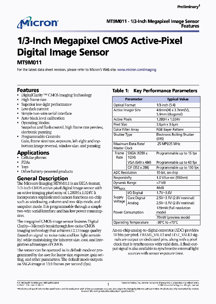 MT9M011_992656.PDF Datasheet