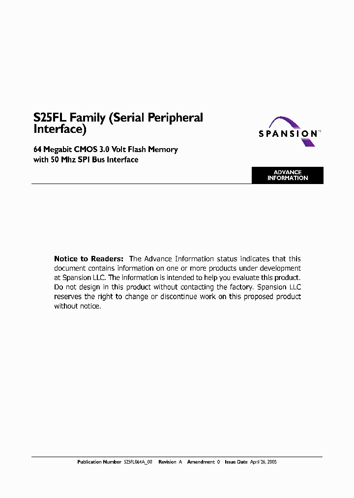 S25FL064A_999225.PDF Datasheet