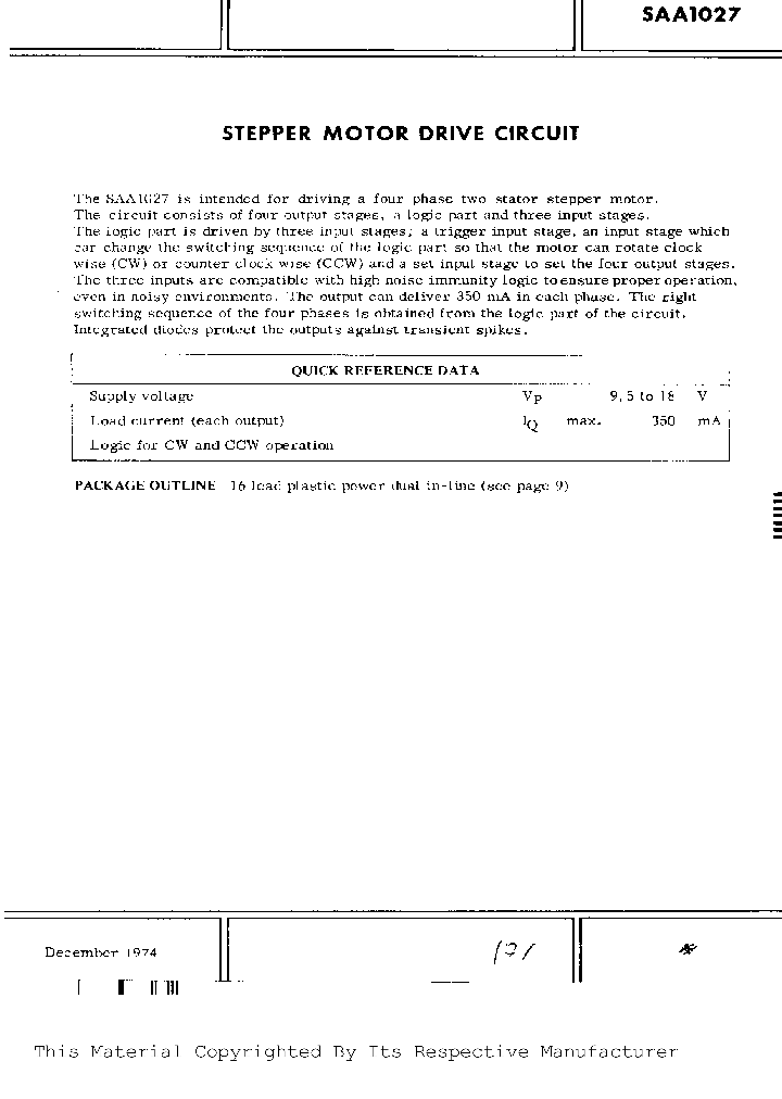 SAA1027N_999397.PDF Datasheet