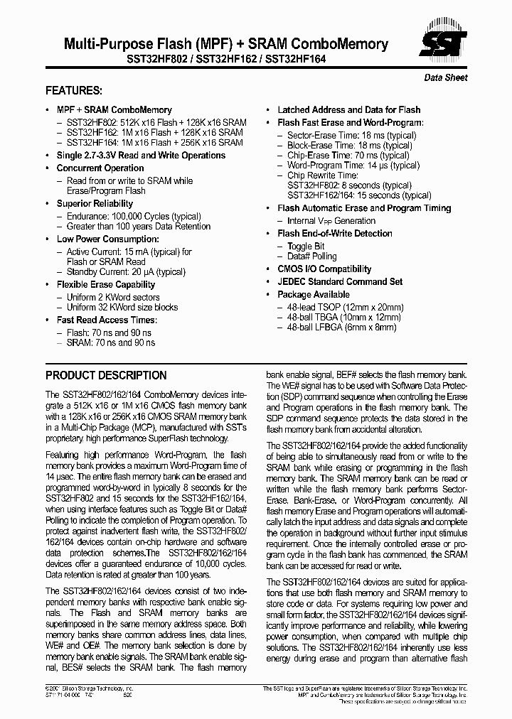 SST32HF164-70-4C-EK_1004403.PDF Datasheet