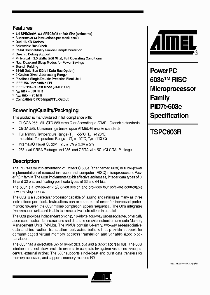 TSPC603R_1006397.PDF Datasheet