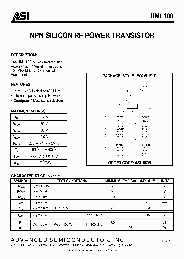 UML100_1006843.PDF Datasheet