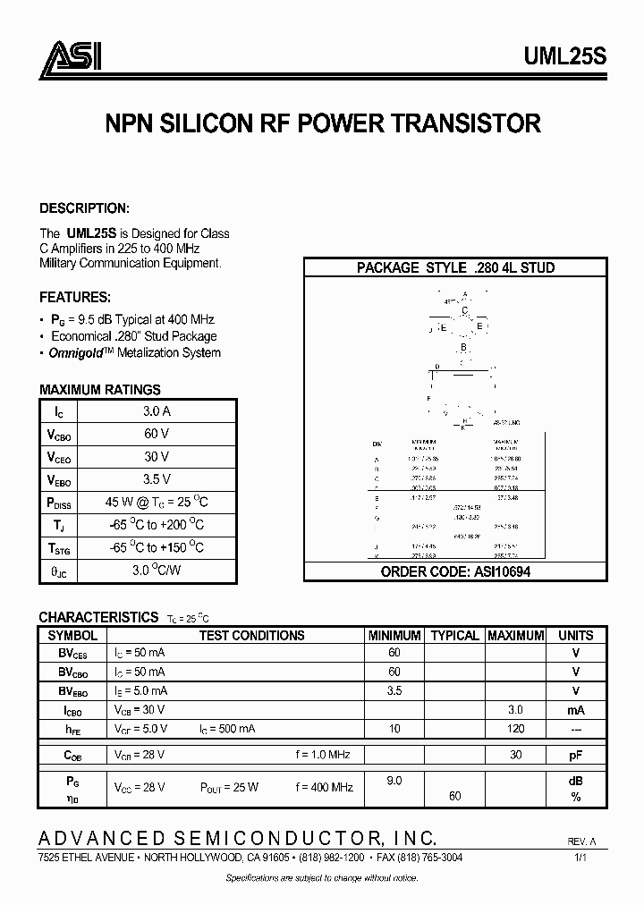 UML25S_1006849.PDF Datasheet