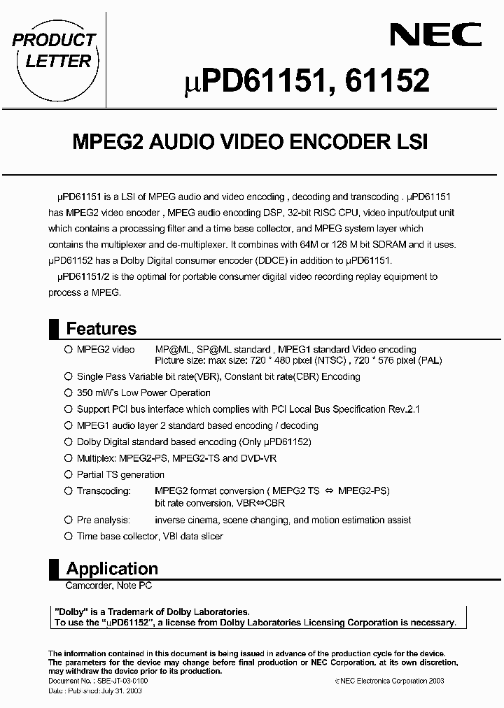 UPD61151_1006938.PDF Datasheet