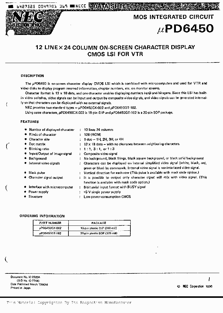 UPD6450_1006942.PDF Datasheet