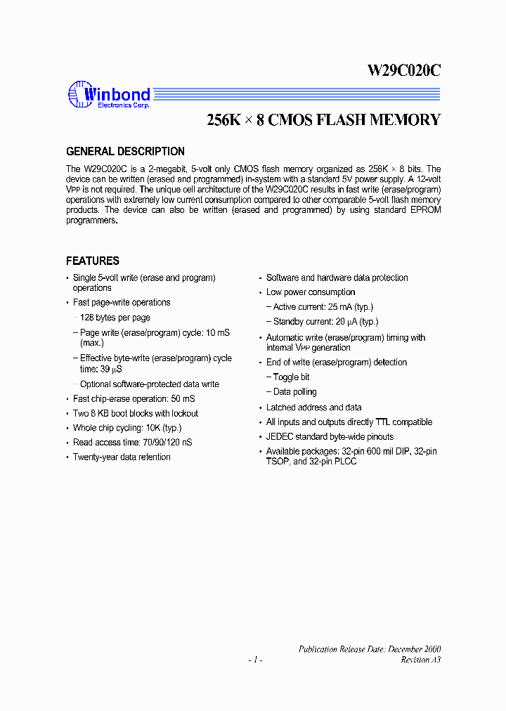 W29C020C_1007312.PDF Datasheet