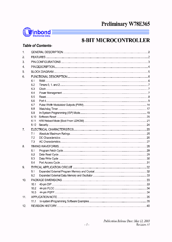 W78E365_1007440.PDF Datasheet