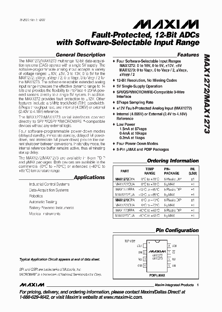 MAX1272EPA_4925063.PDF Datasheet