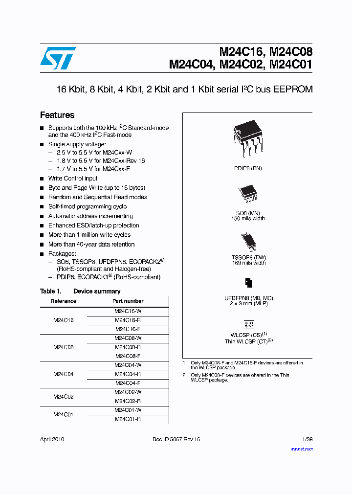 M24C01-RBN6TPS_4926364.PDF Datasheet