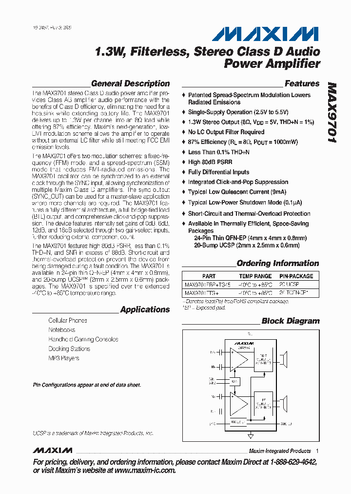 MAX9701ETG_4928504.PDF Datasheet