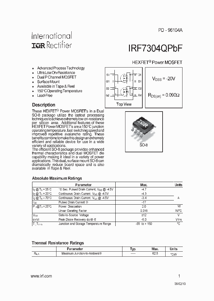 IRF7304PBF10_4930144.PDF Datasheet