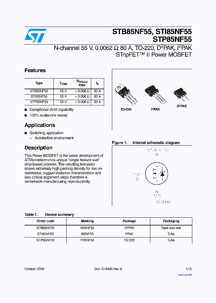STI85NF55_4931422.PDF Datasheet