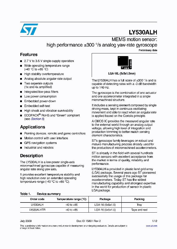 LY530ALH_4934443.PDF Datasheet