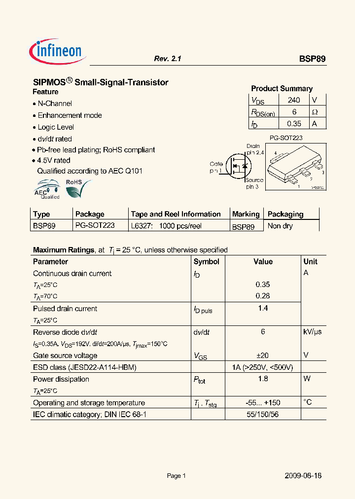 BSP8909_4934562.PDF Datasheet