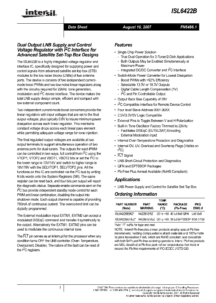 ISL6422BEVEZ_4936246.PDF Datasheet