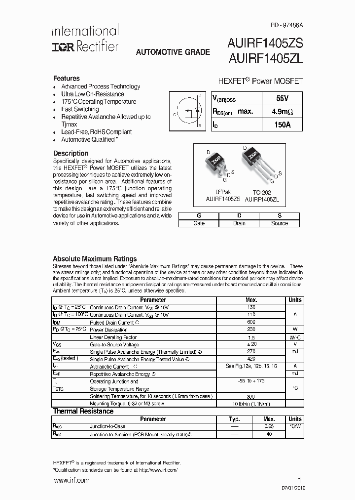 AUIRF1405ZL_4938536.PDF Datasheet