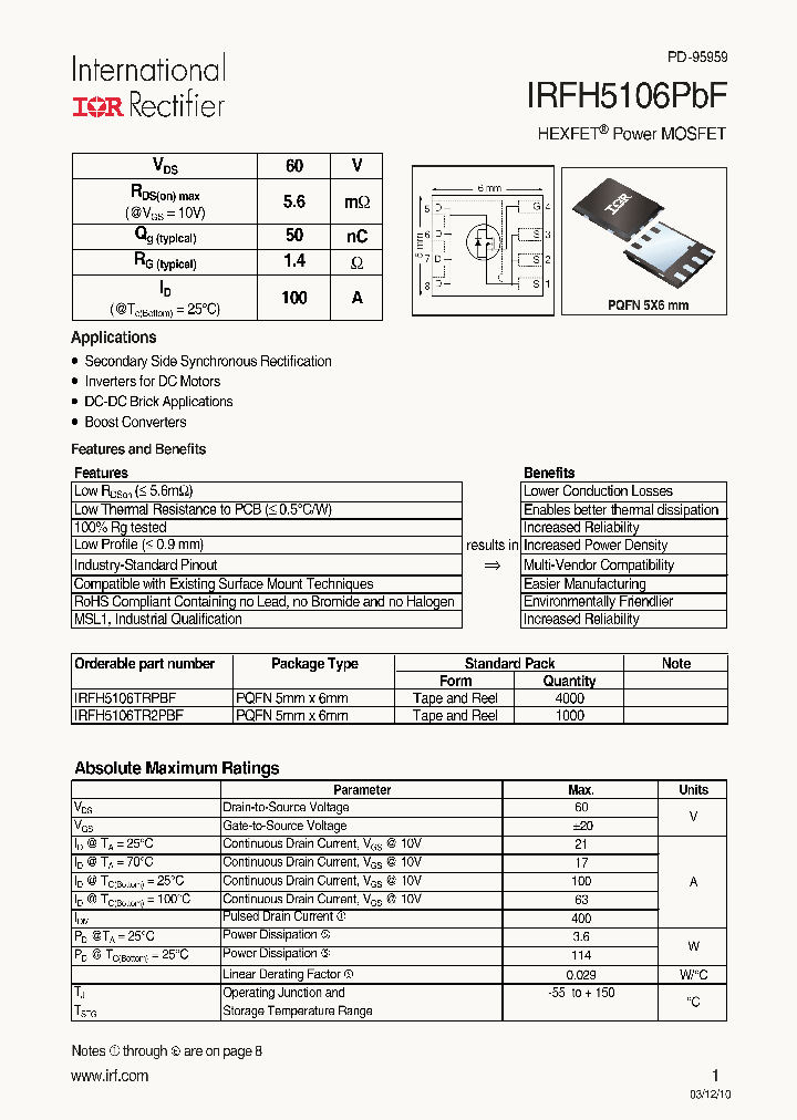 IRFH5106TR2PBF_4944782.PDF Datasheet
