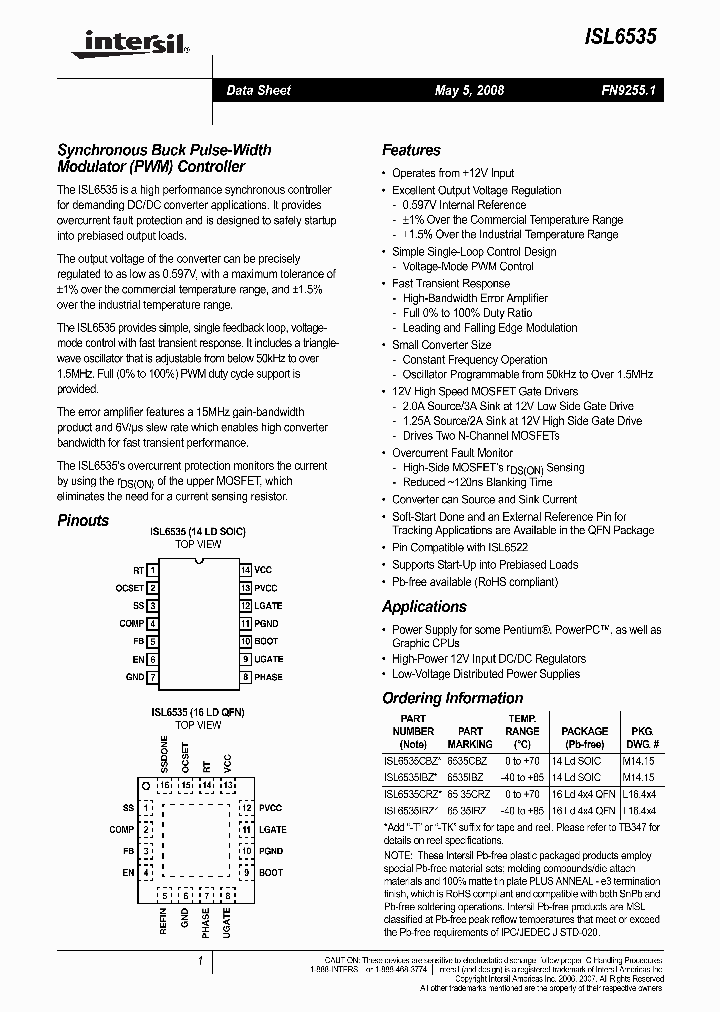 ISL6535CBZ_4949146.PDF Datasheet
