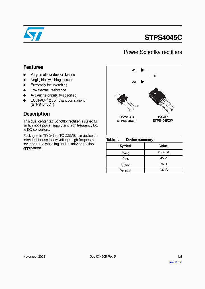STPS4045CT_4950127.PDF Datasheet