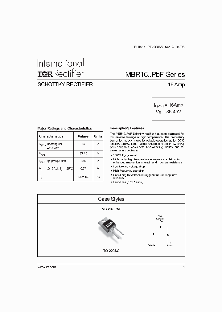 MBR1645PBF_4966108.PDF Datasheet