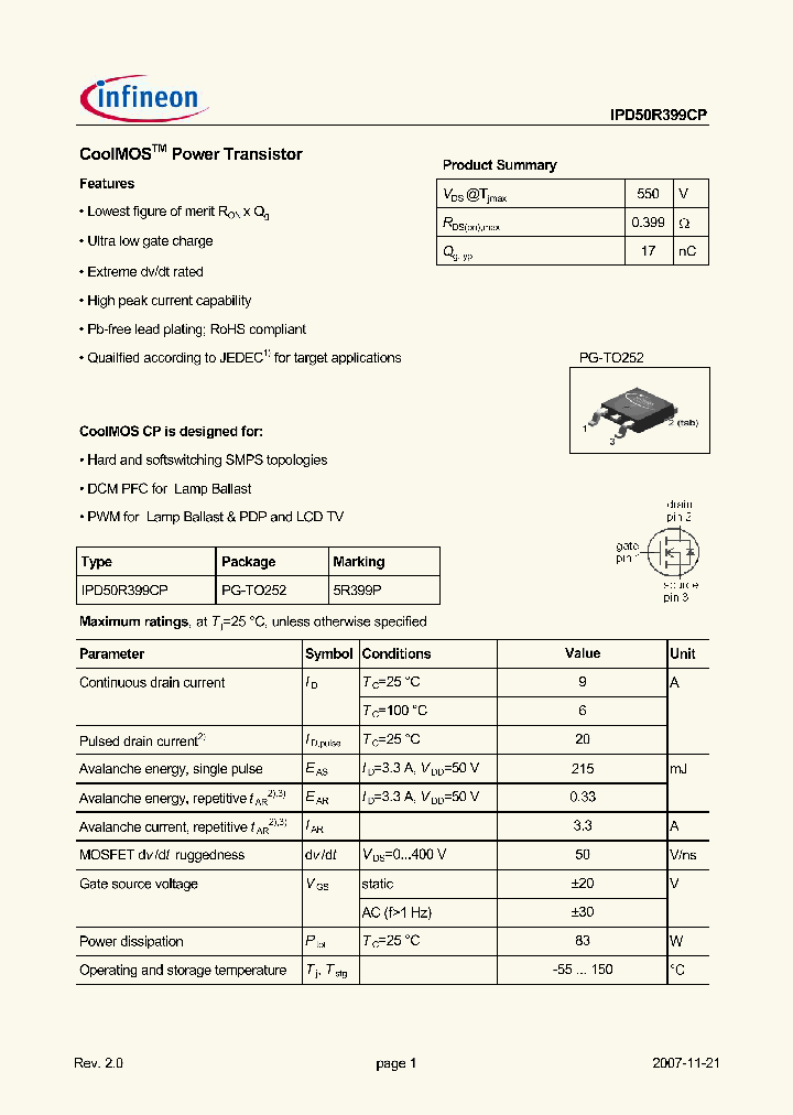 IPD50R399CP_4968133.PDF Datasheet
