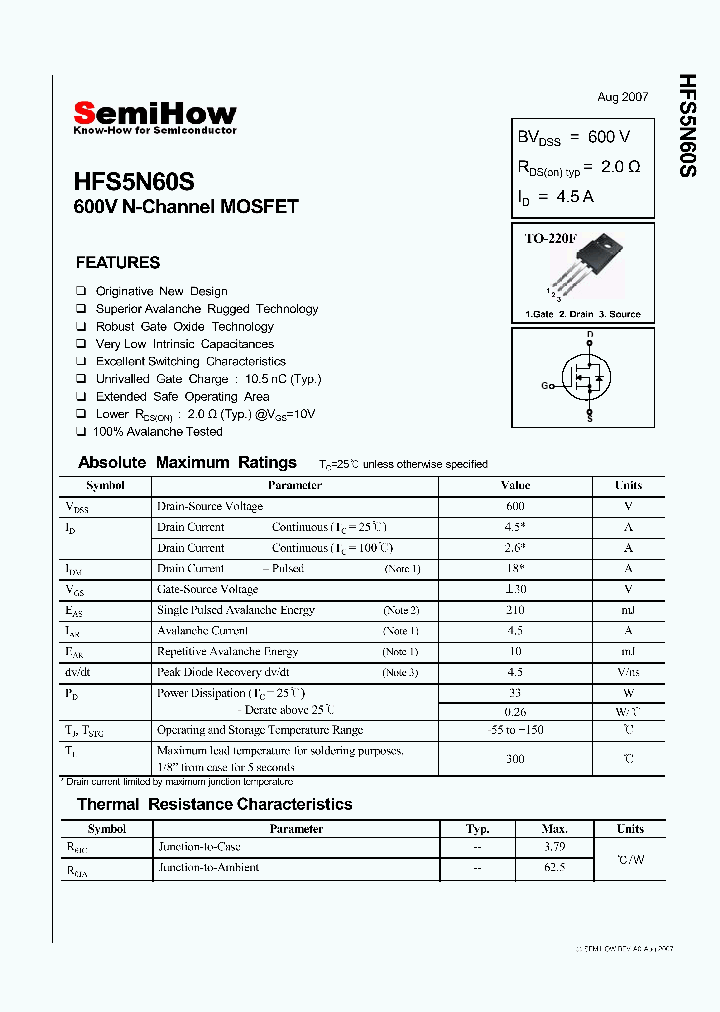 HFS5N60S_4983008.PDF Datasheet