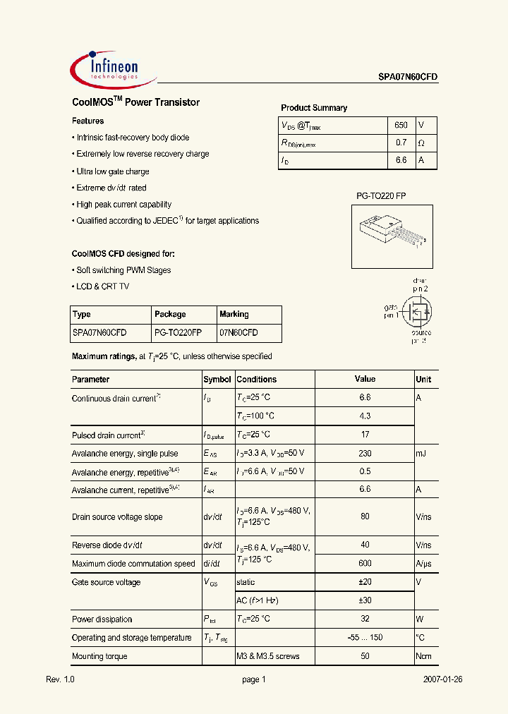 SPA07N60CFD_4983693.PDF Datasheet