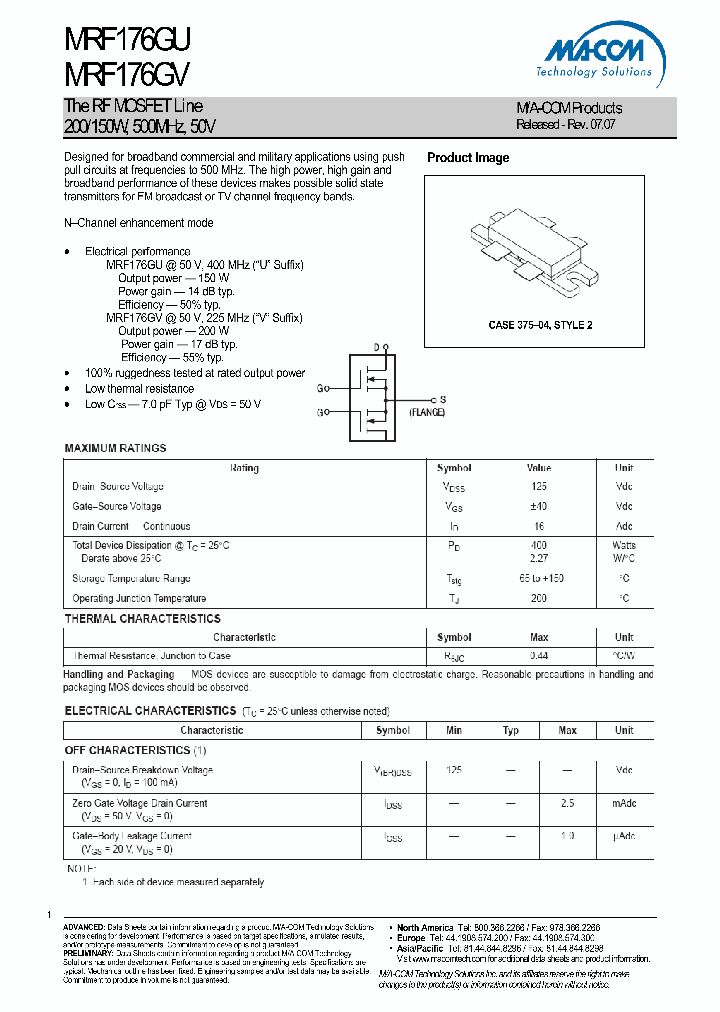 MRF176GU_4986208.PDF Datasheet