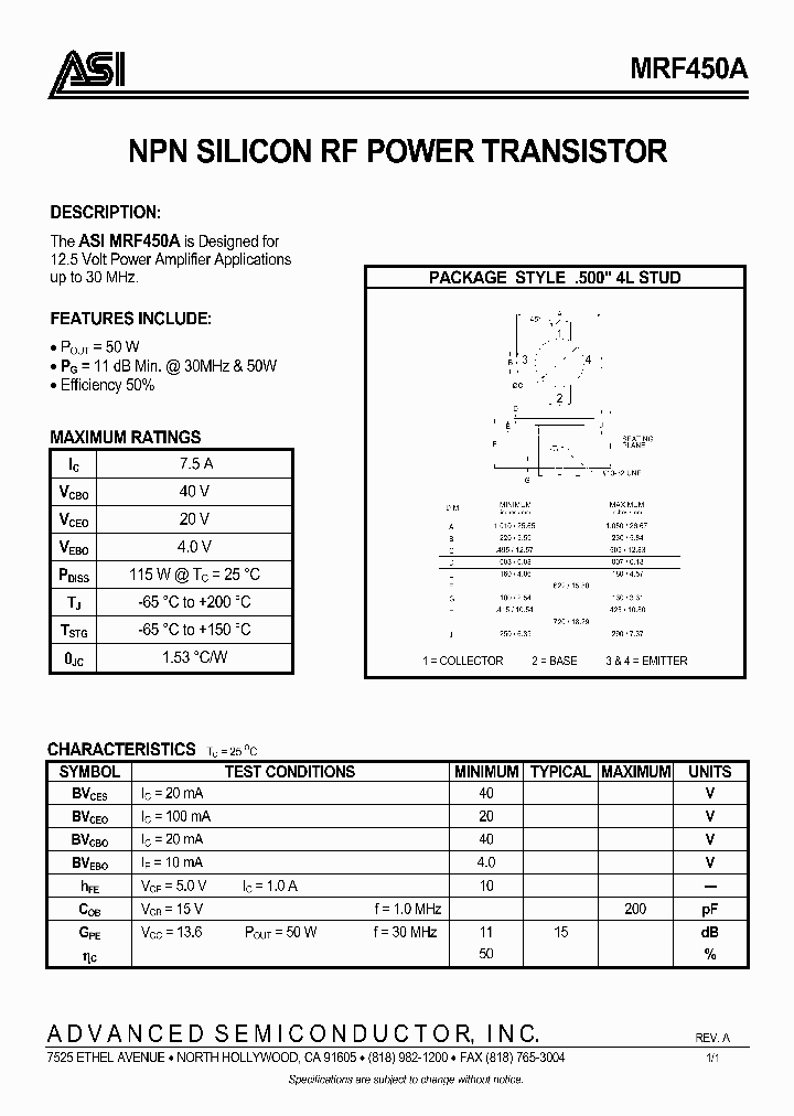 MRF450A_4992052.PDF Datasheet