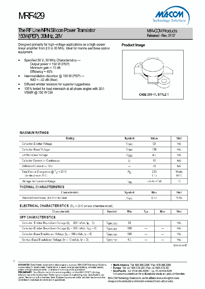 MRF429_4993664.PDF Datasheet