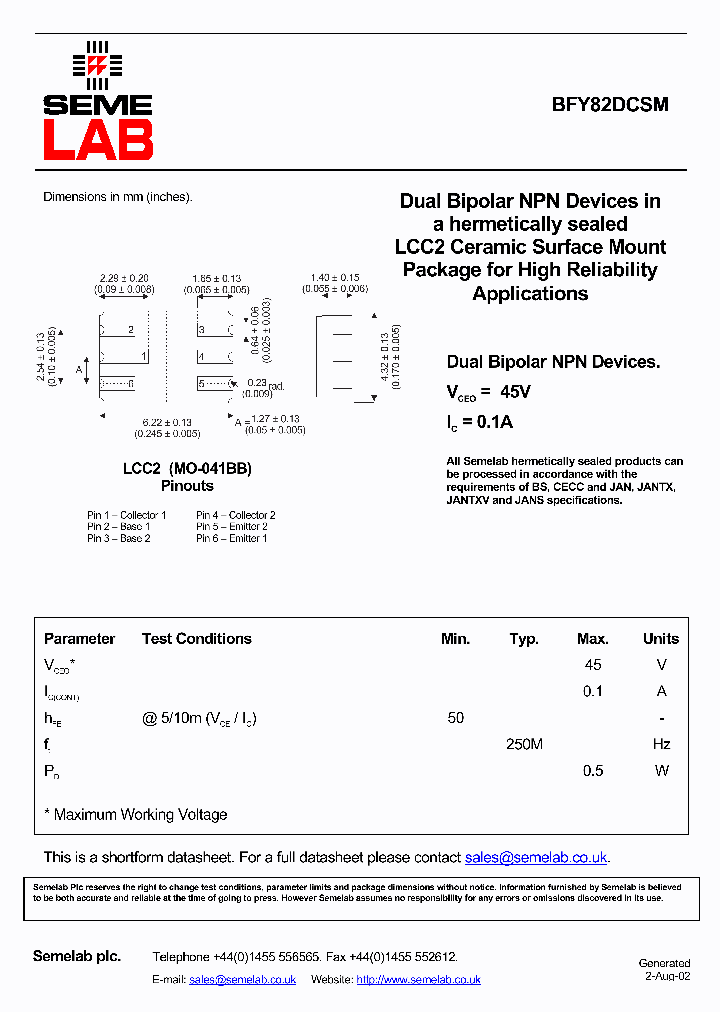 BFY82DCSM_4999714.PDF Datasheet
