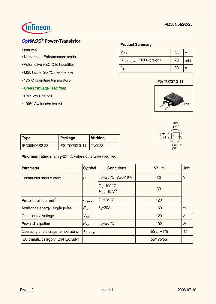 IPD30N06S2-23_5014352.PDF Datasheet