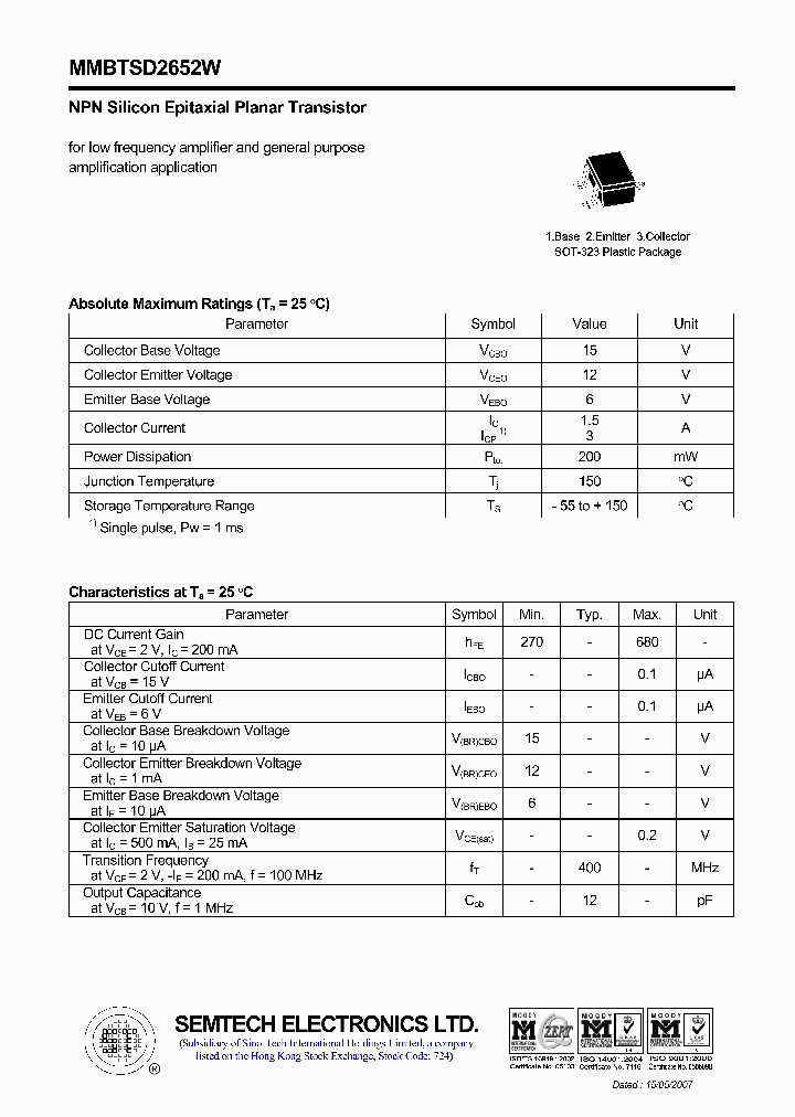MMBTSD2652W_5015608.PDF Datasheet
