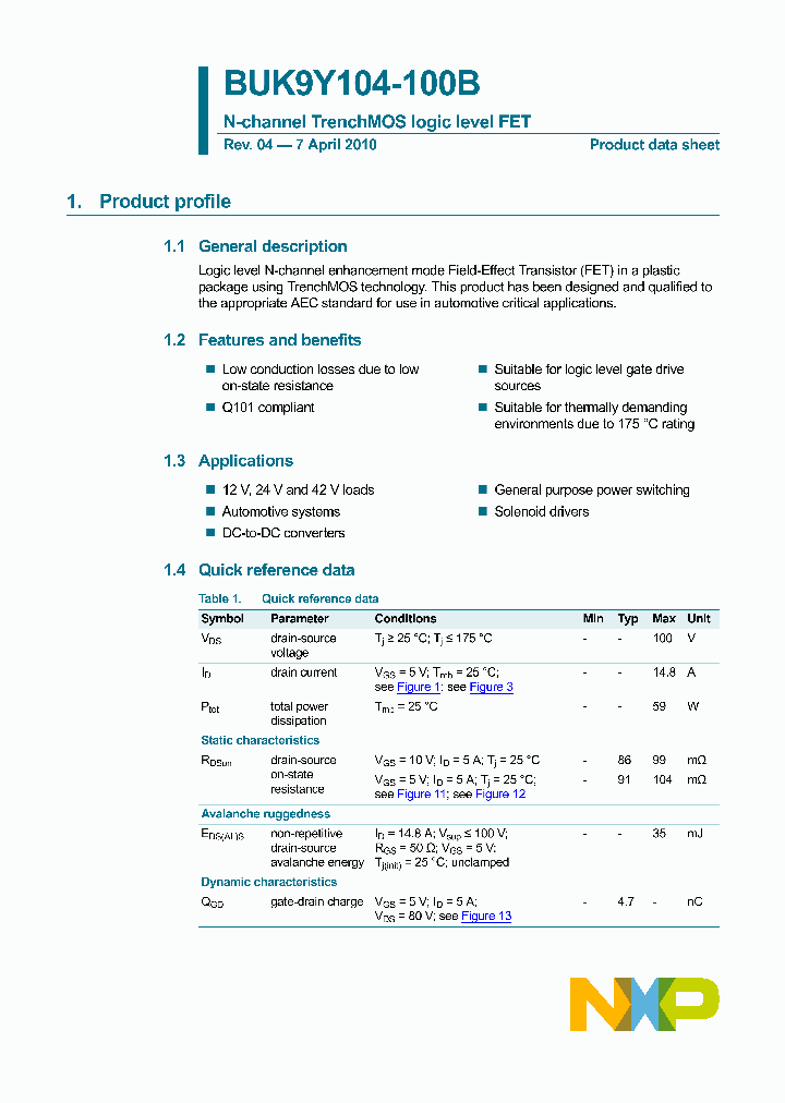 BUK9Y104-100B_5017819.PDF Datasheet